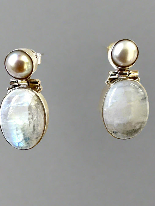 Rainbow Moonstone with Pearl