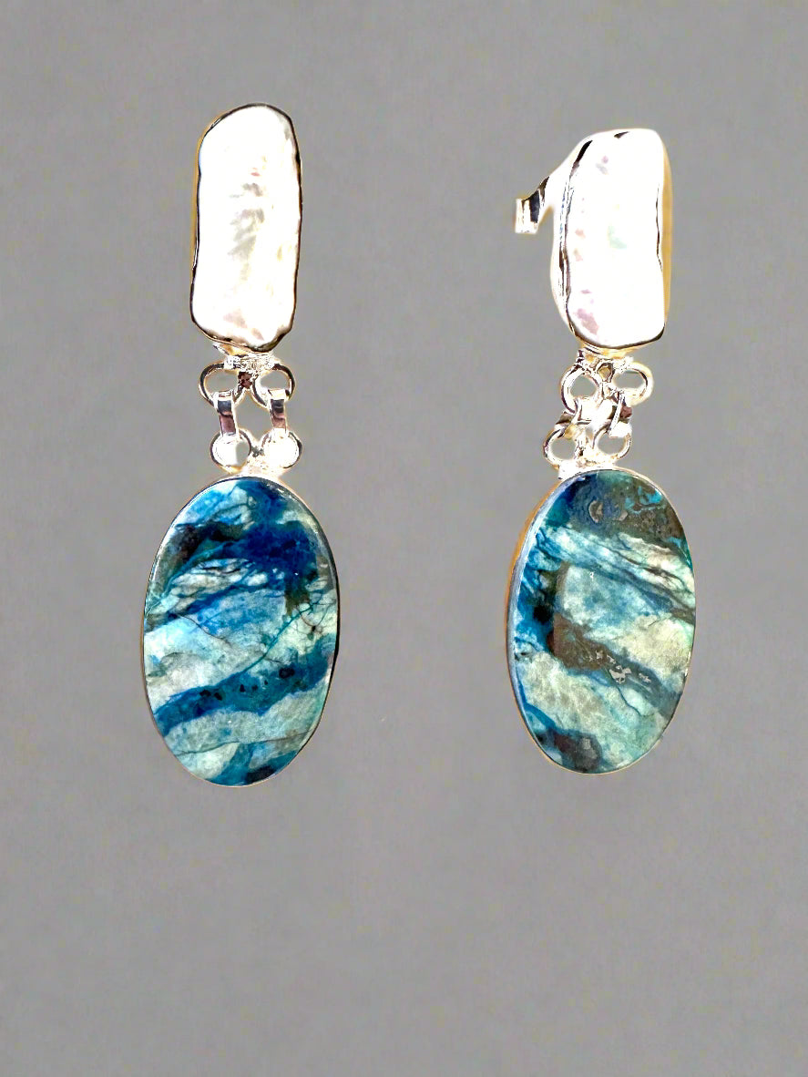Biwa Pearl with Azurite