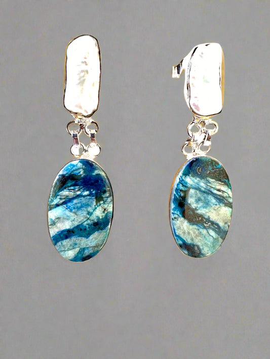 Biwa Pearl with Azurite