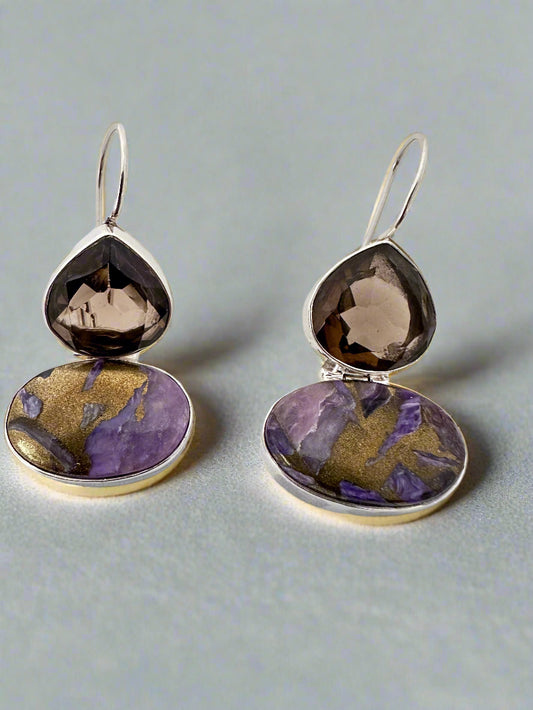 Mohave Copper Charoite with Smoky Quartz