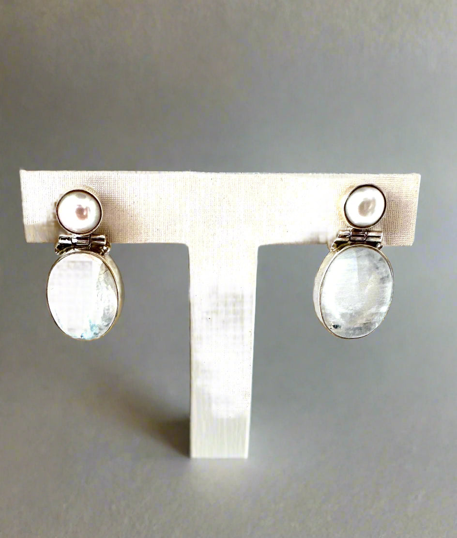 Rainbow Moonstone with Pearl