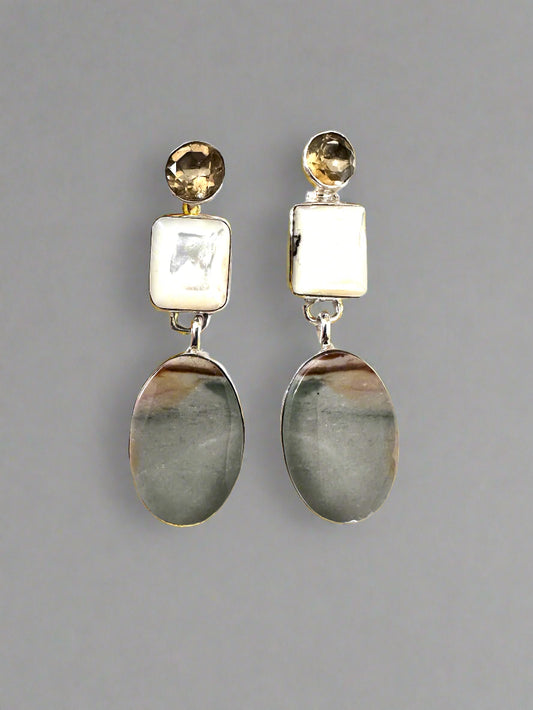 Calicrom Jasper with Mother of pearl and Citrine