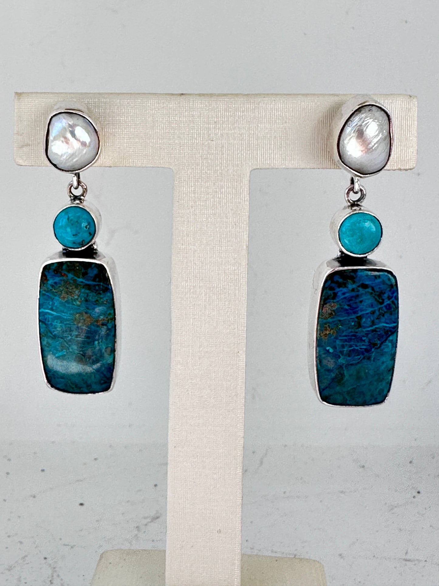Azurite with Turquoise and Baroque Pearl