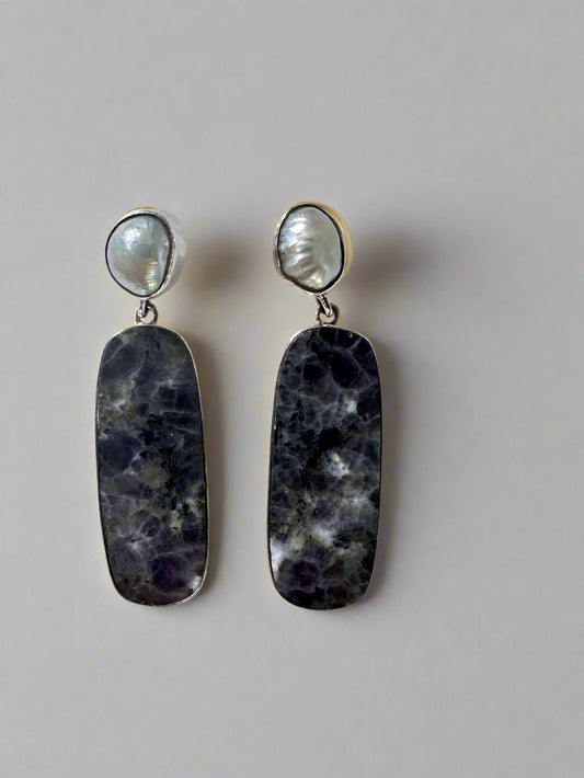 Lepidolite with Baroque Pearl