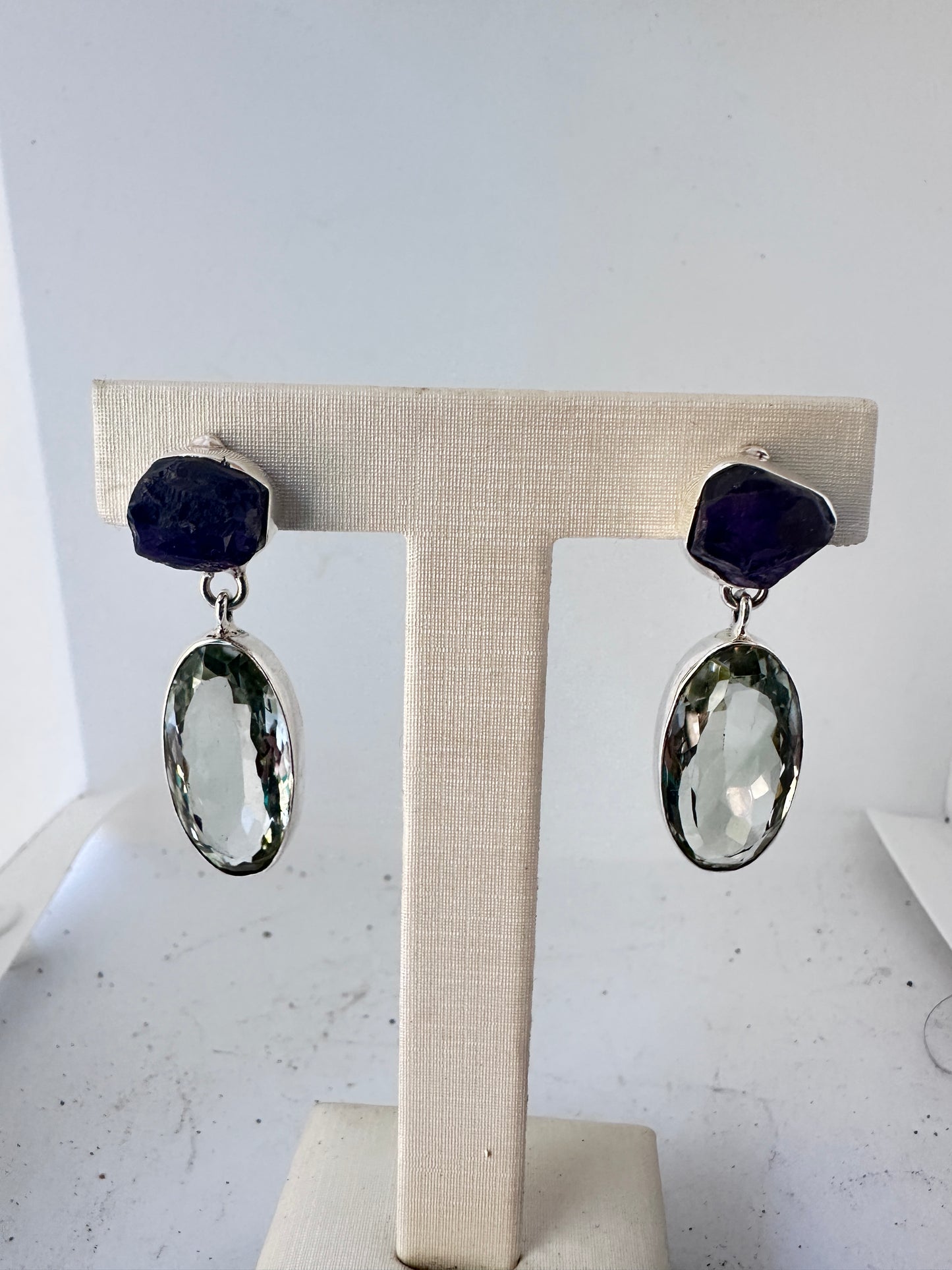 Green Amethyst with Raw Amethyst