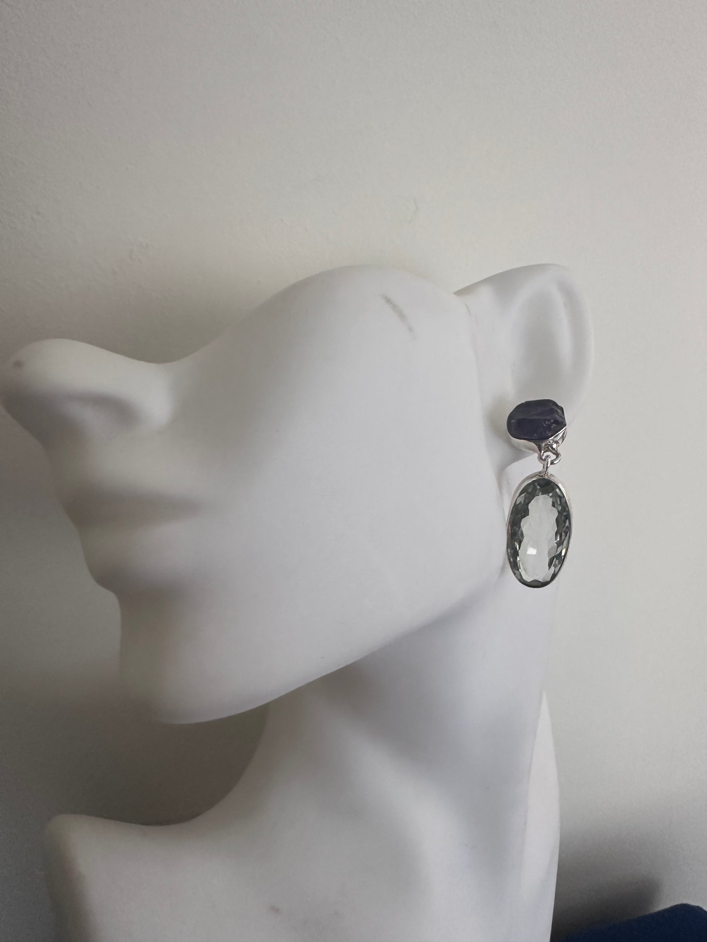 Green Amethyst with Raw Amethyst