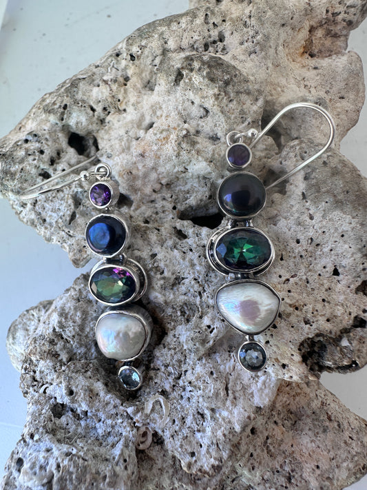 Baroque Pearl ,Mystic Topaz,Bule Topaz and Amethyst