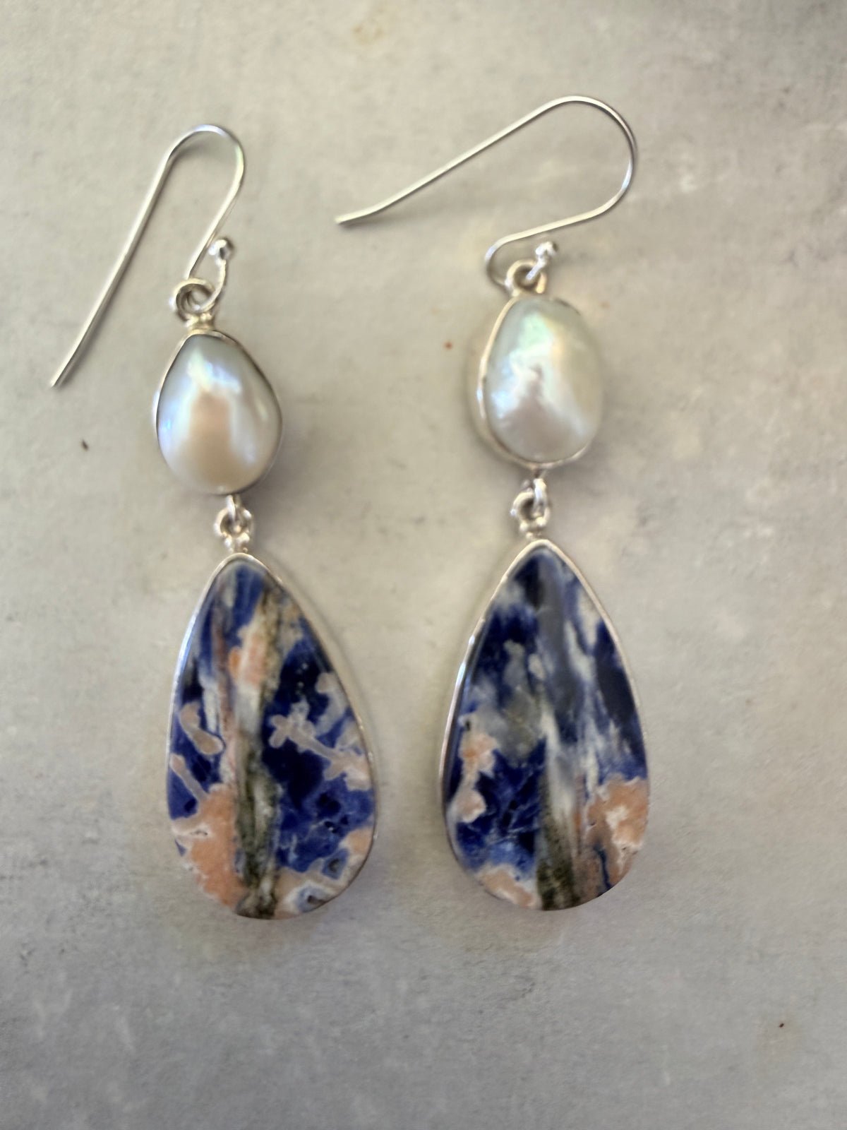Sodalite with Baroque Pearl