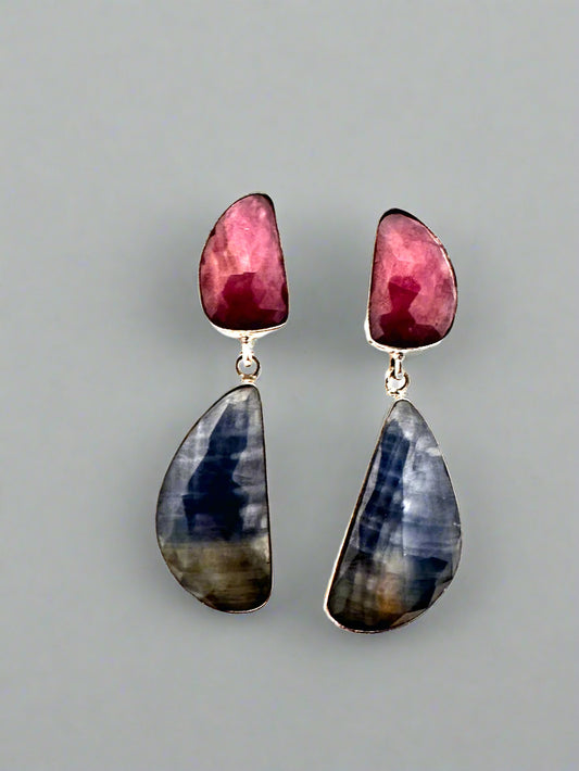 Pink Sapphire with Blue Sapphire