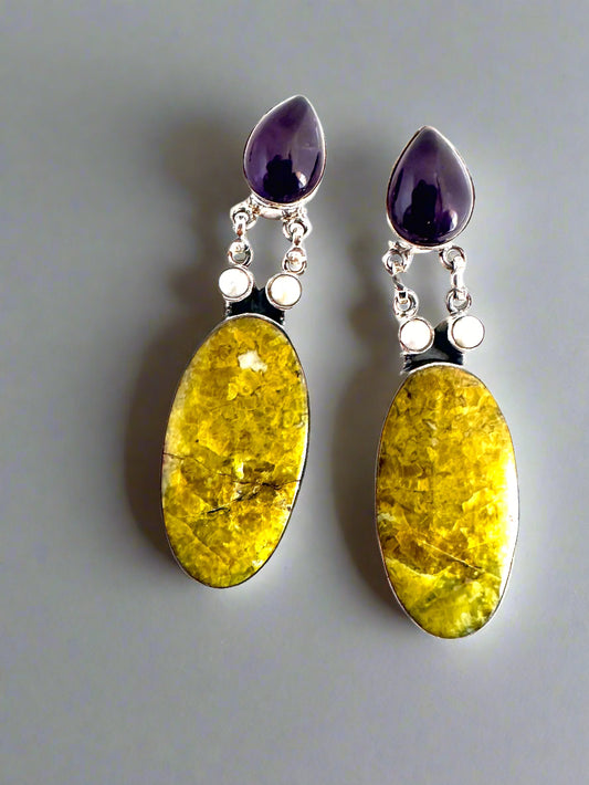 Madagascar Green Opal with Pearl and Amethyst