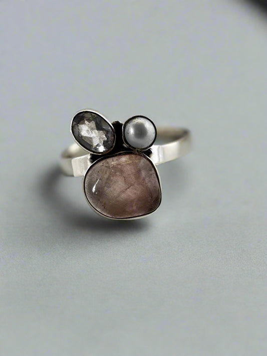Rose Quartz with Pearl and Clear Quartz