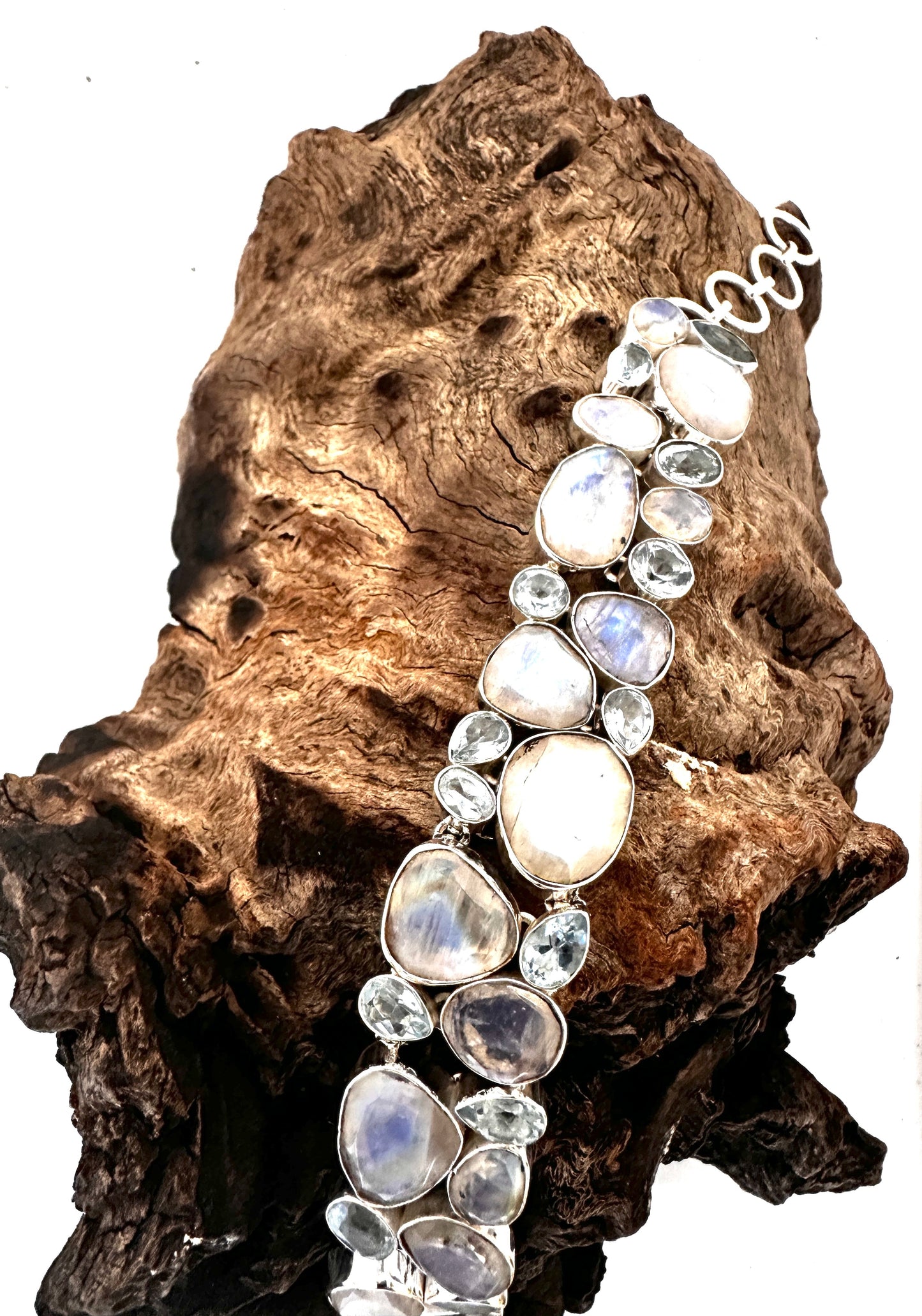 Rainbow Moonstone with Blue Topaz