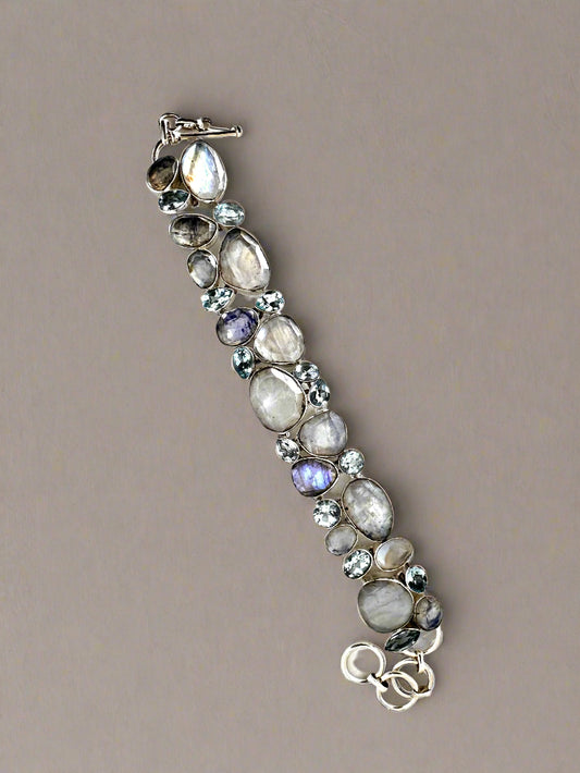 Rainbow Moonstone with Blue Topaz