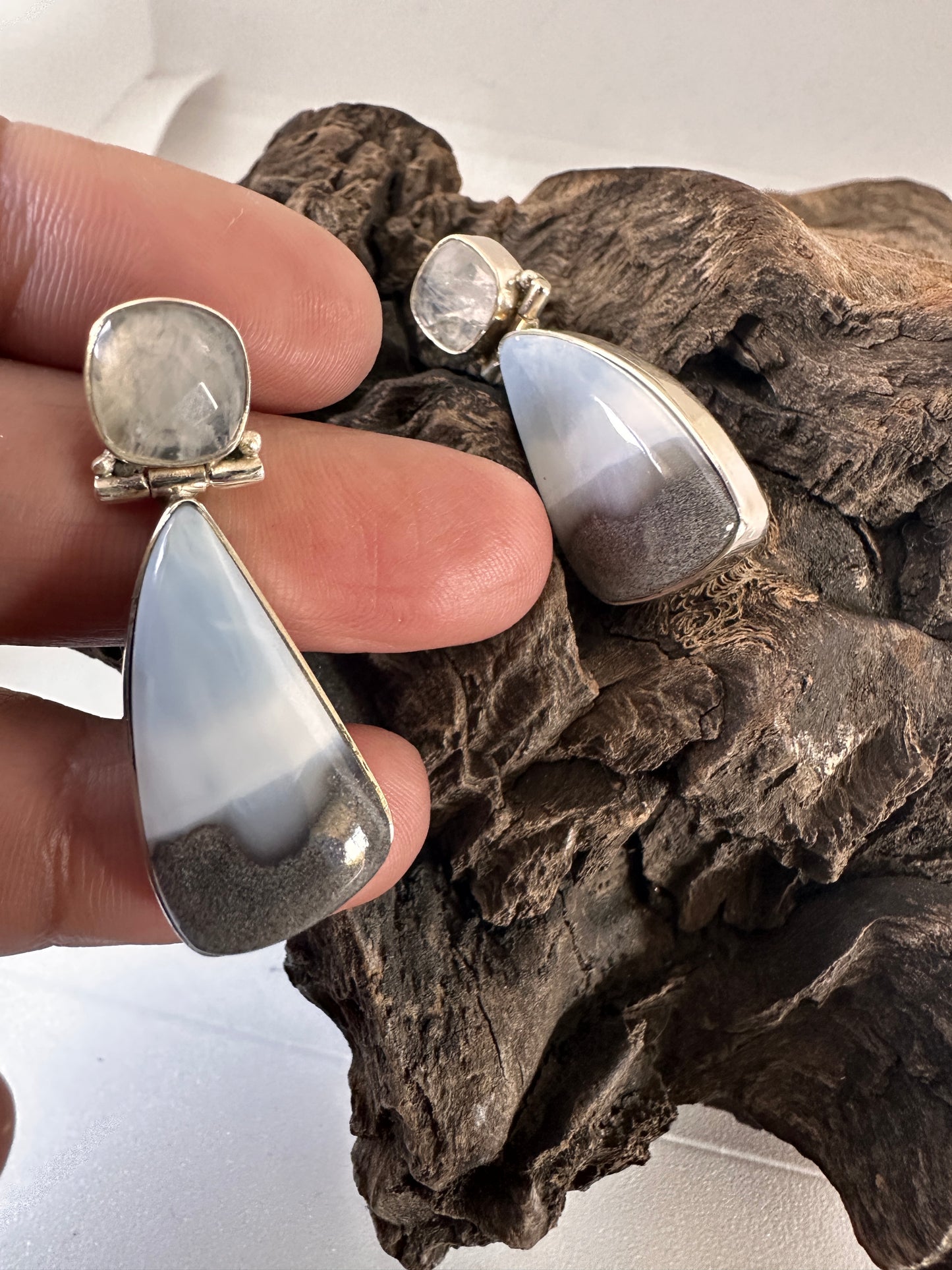Blue Opal with Rainbow Moonstone