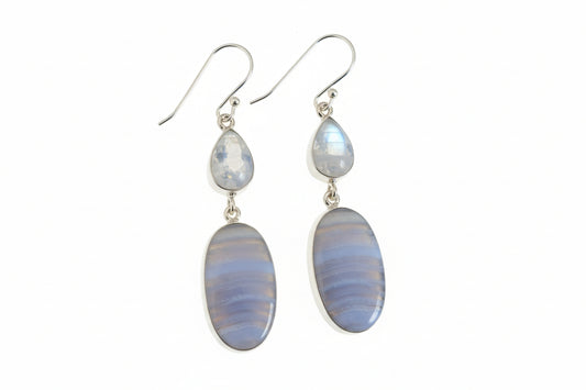 Blue Lace Agate with Rainbow Moonstone