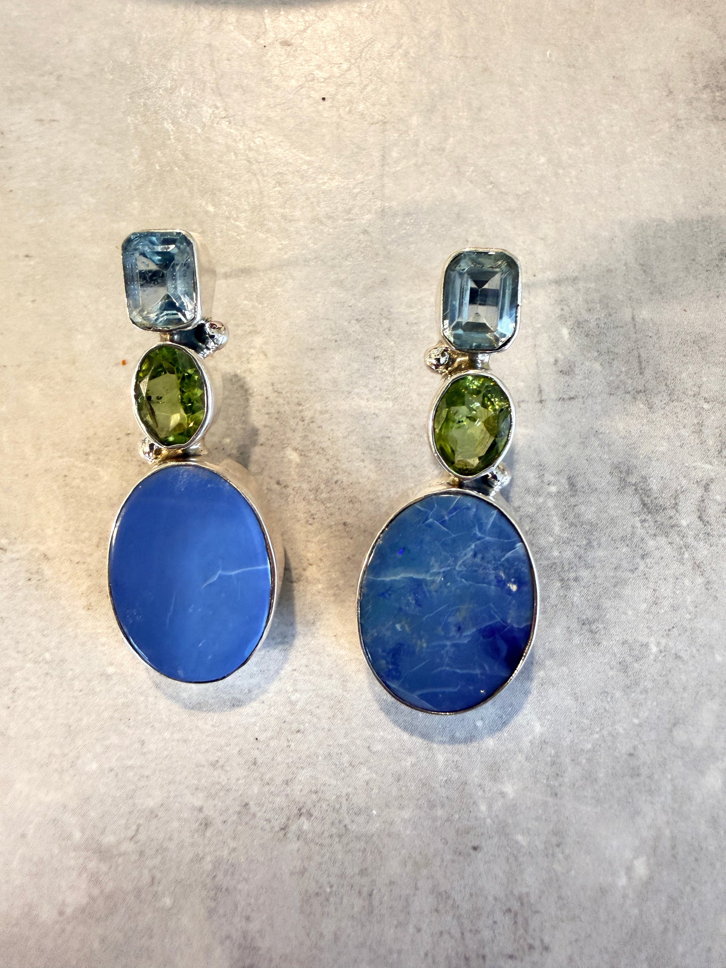 Australian Boulder Opal with Blue Topaz with Peridot