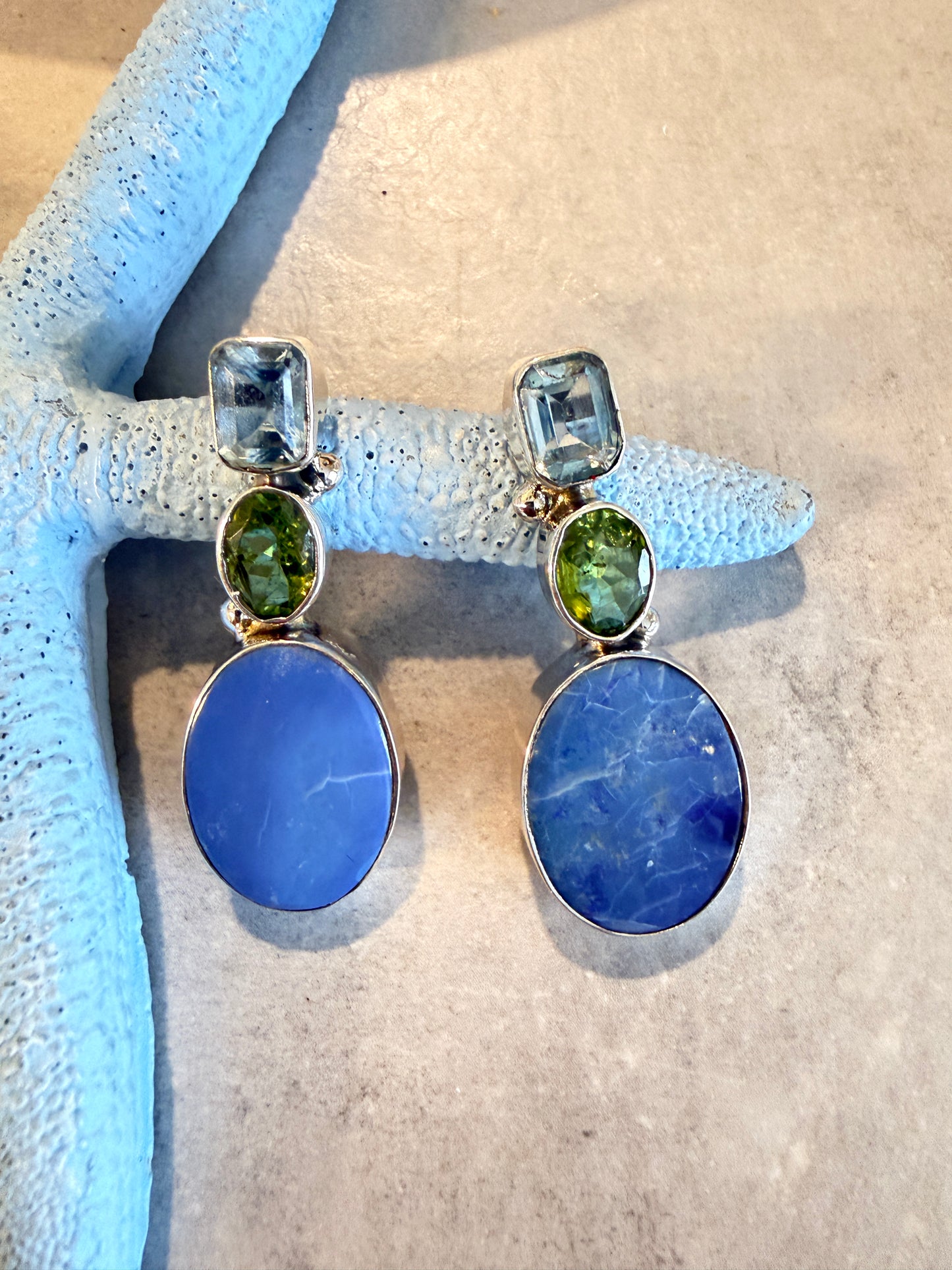 Australian Boulder Opal with Blue Topaz with Peridot