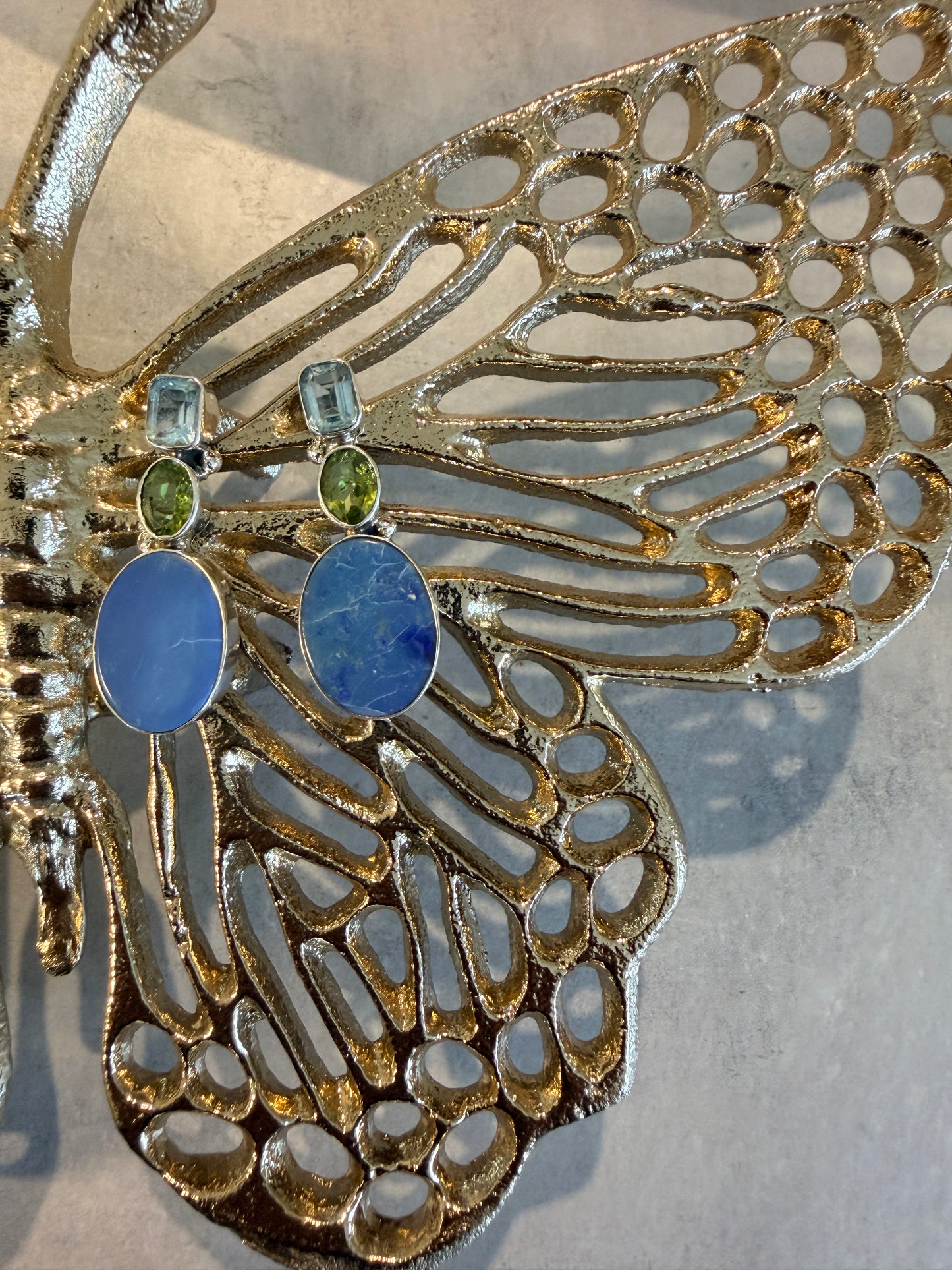 Australian Boulder Opal with Blue Topaz with Peridot