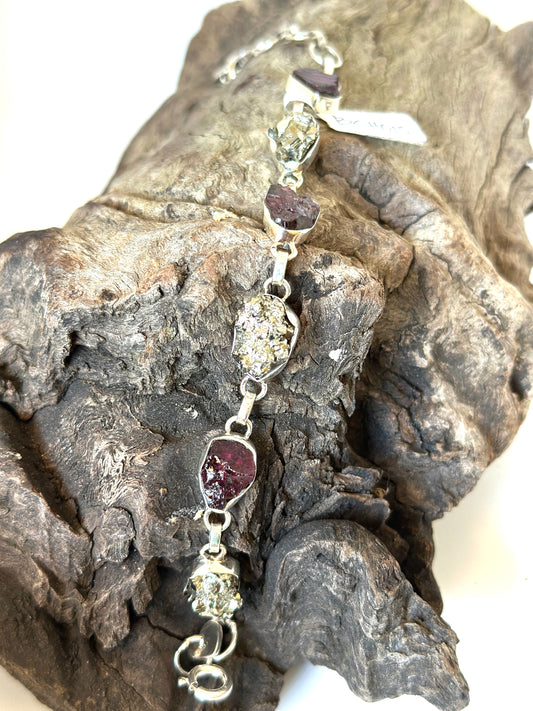 Pyrite Druzy with Raw Garnet