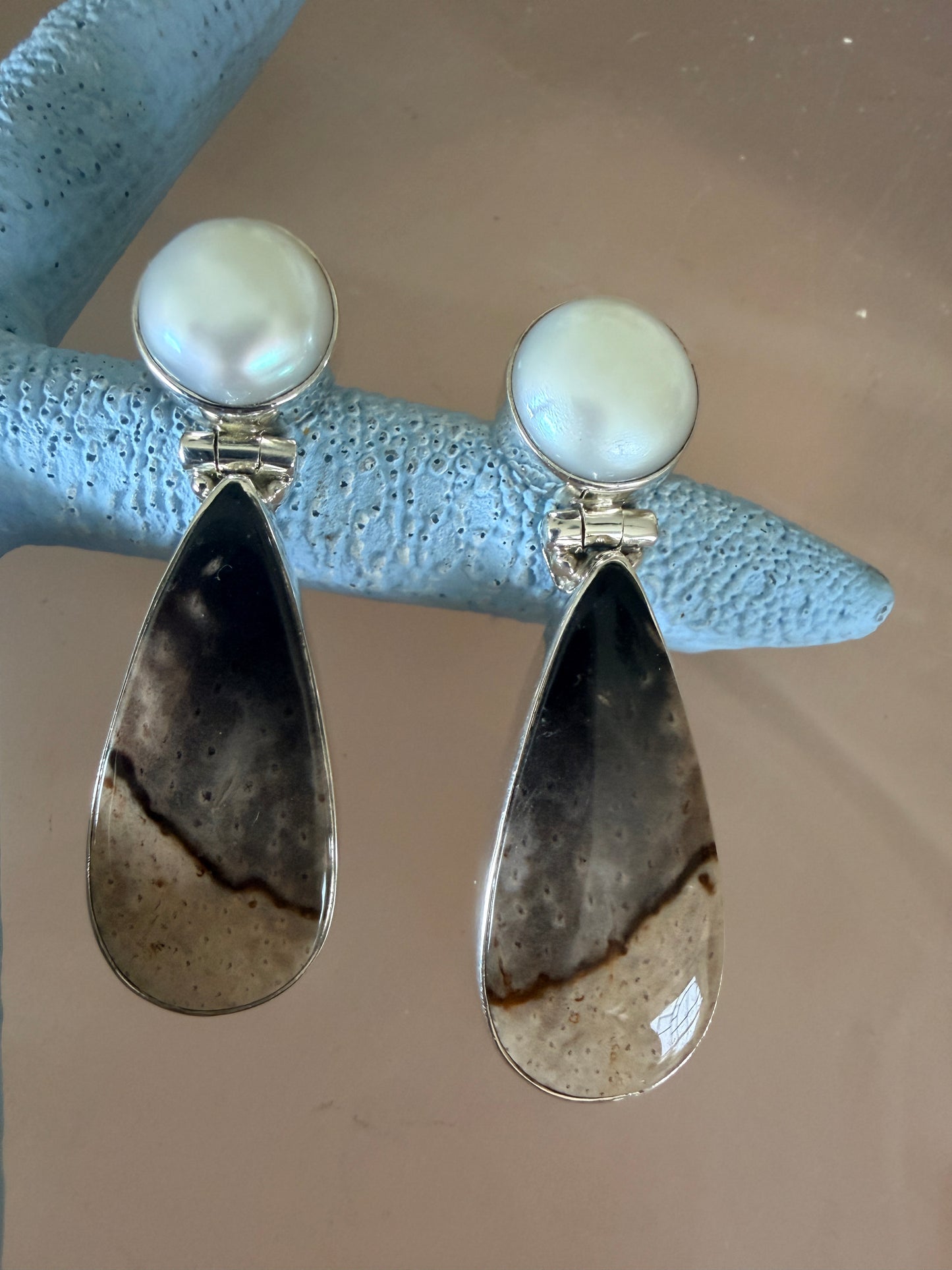 Baroque Pearl with Fossil Coral