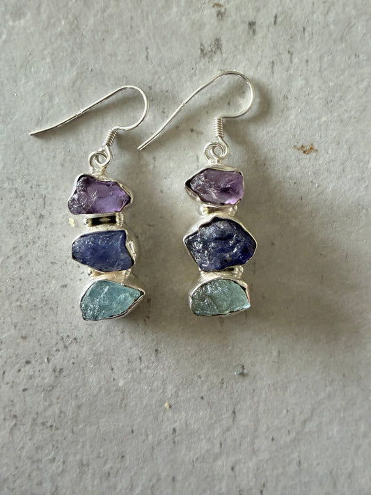 Raw Amethyst with Iolite and Aquamarine