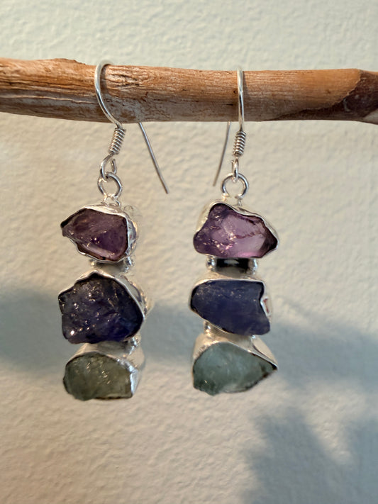 Raw Amethyst with Iolite and Aquamarine