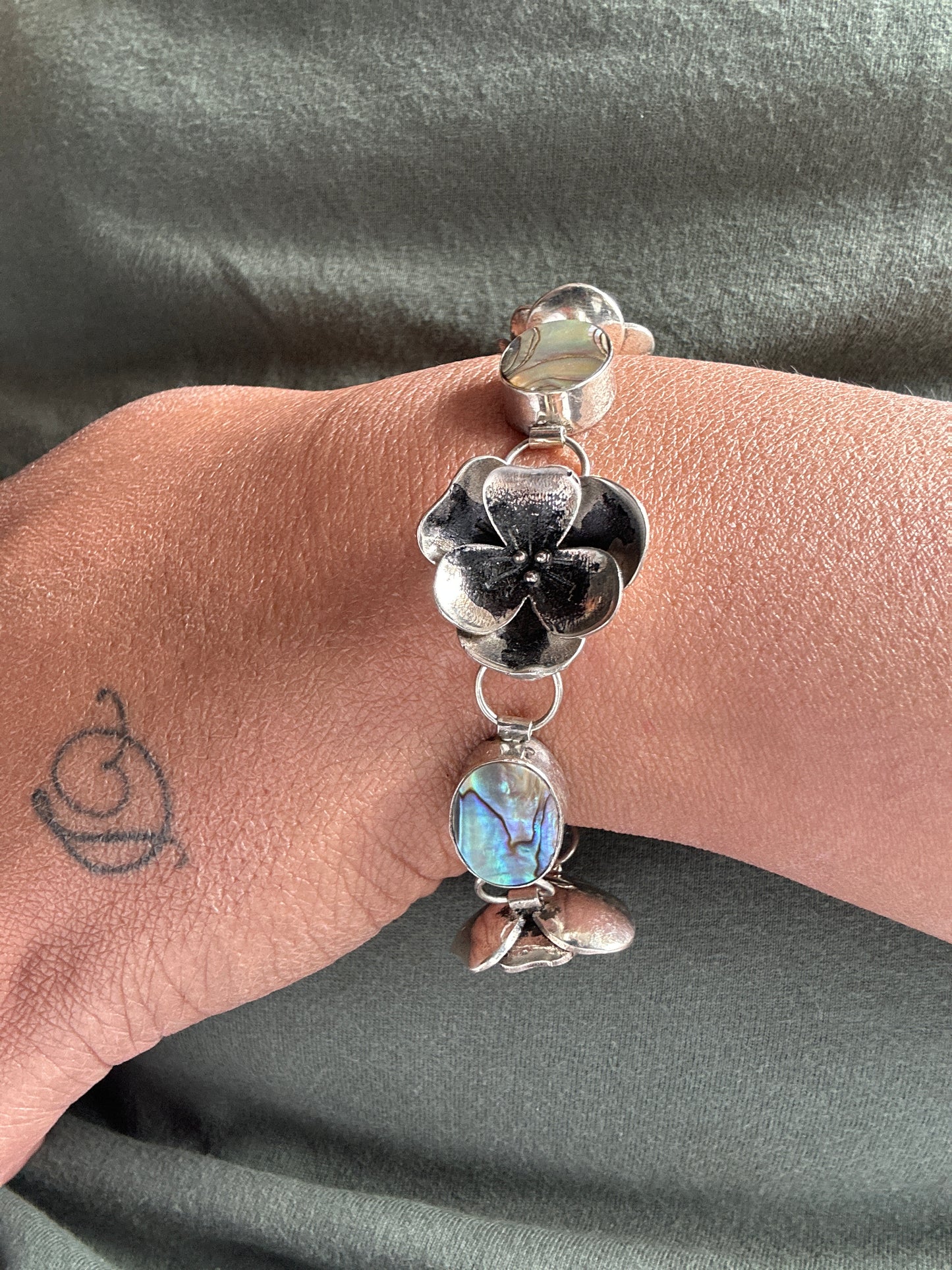 Silver Pansy with Abalone