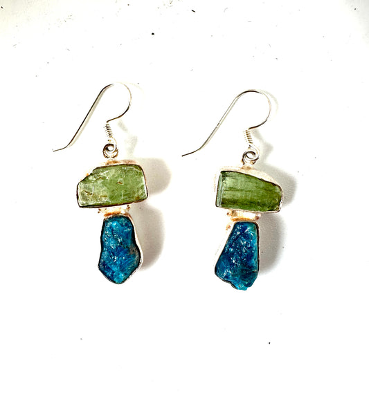 Raw Green Kyanite with Blue Apatite