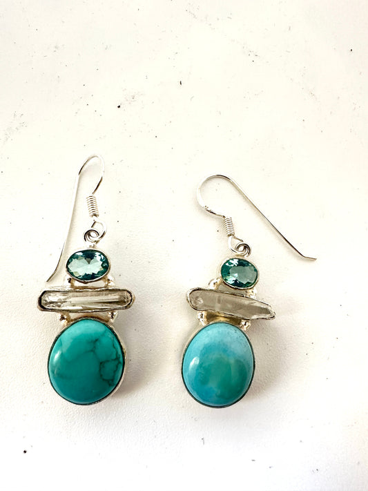 Turquoise ,Blue topaz and Quartz