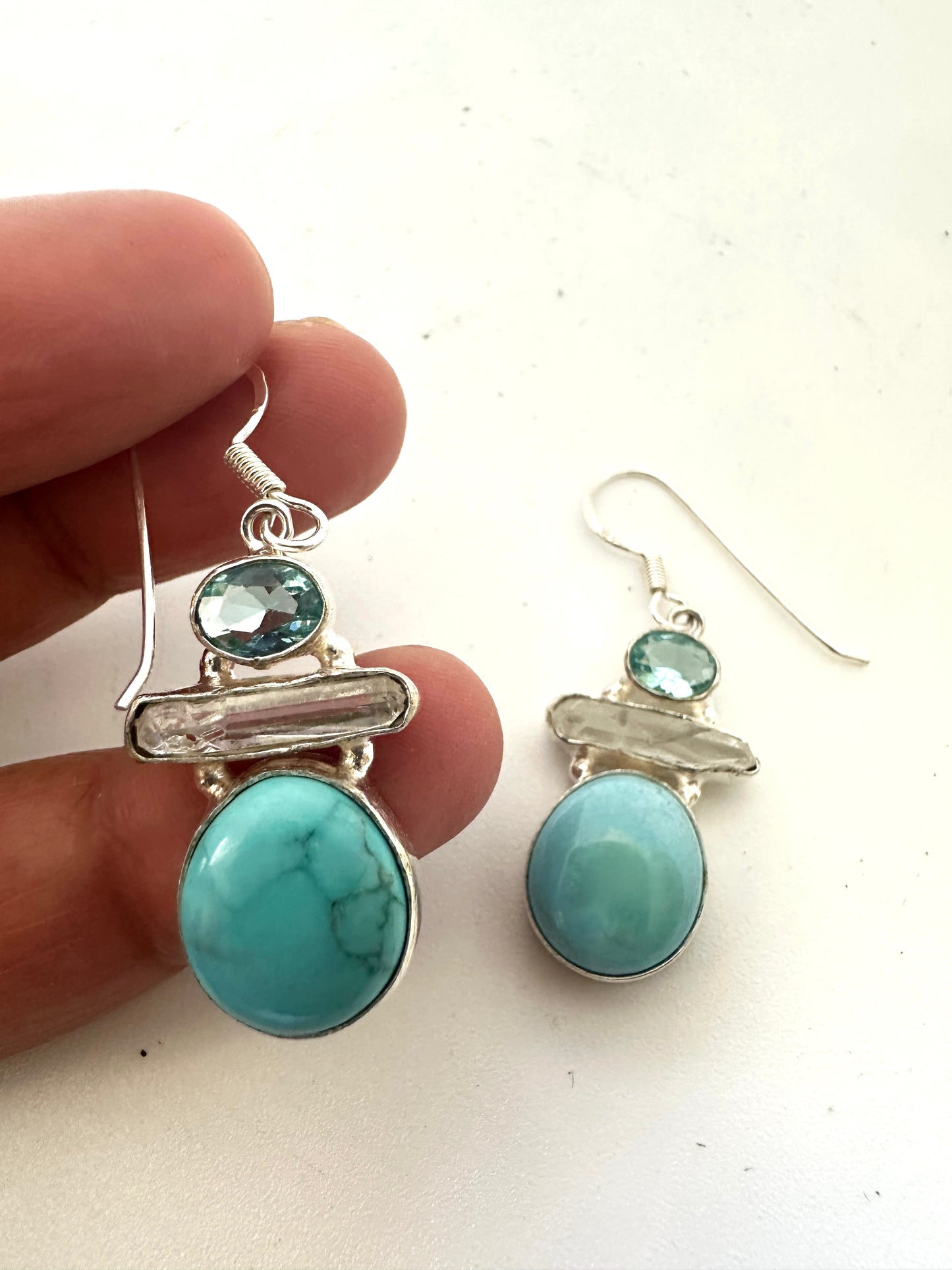 Turquoise ,Blue topaz and Quartz
