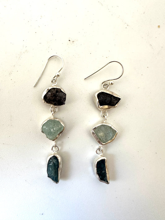 Raw Tanzanite with Raw Aquamarine