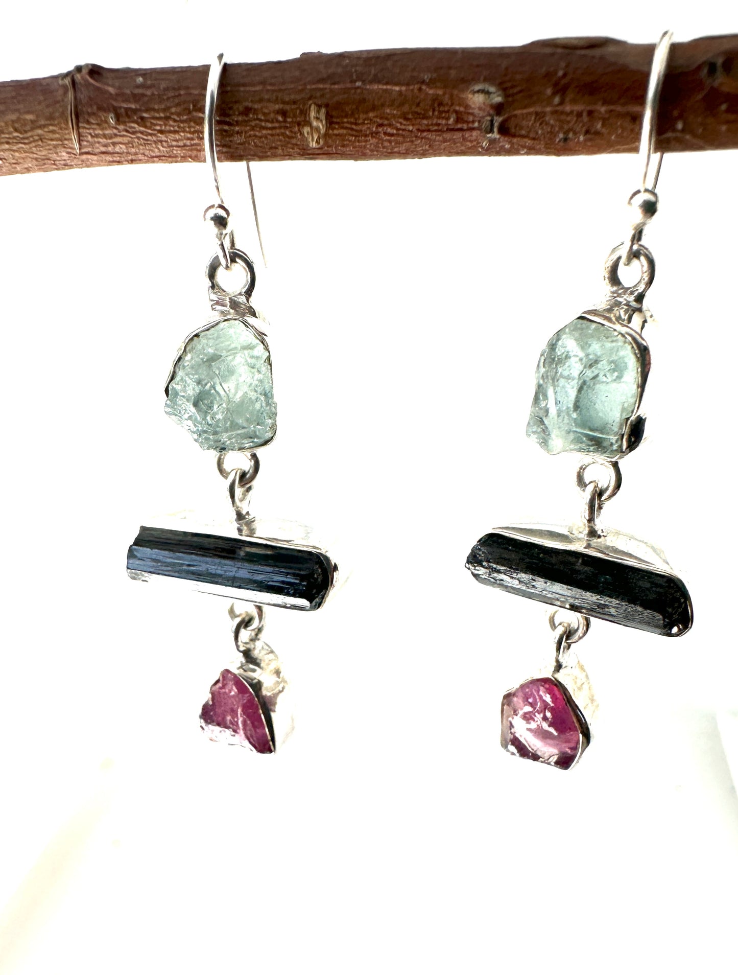 Raw Aquamarine ,Tourmaline and Ruby