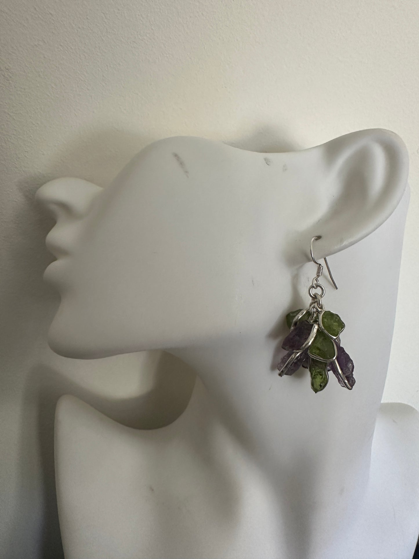 Raw Amethyst with Raw Peridot Grapes