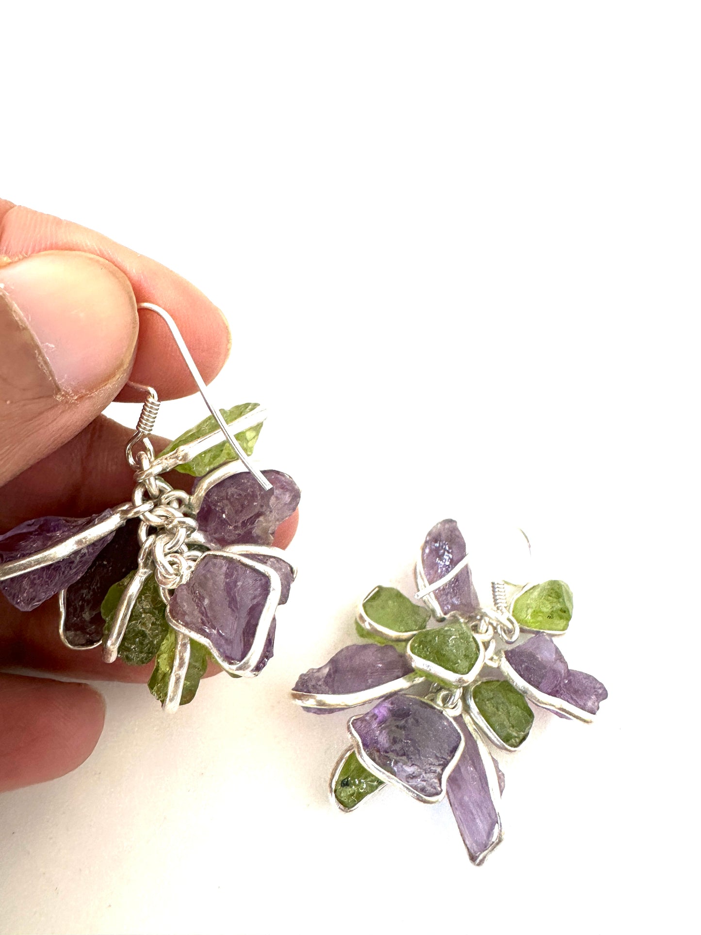 Raw Amethyst with Raw Peridot Grapes