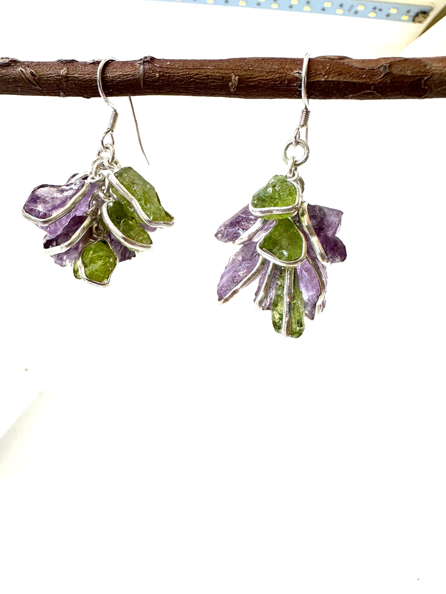 Raw Amethyst with Raw Peridot Grapes