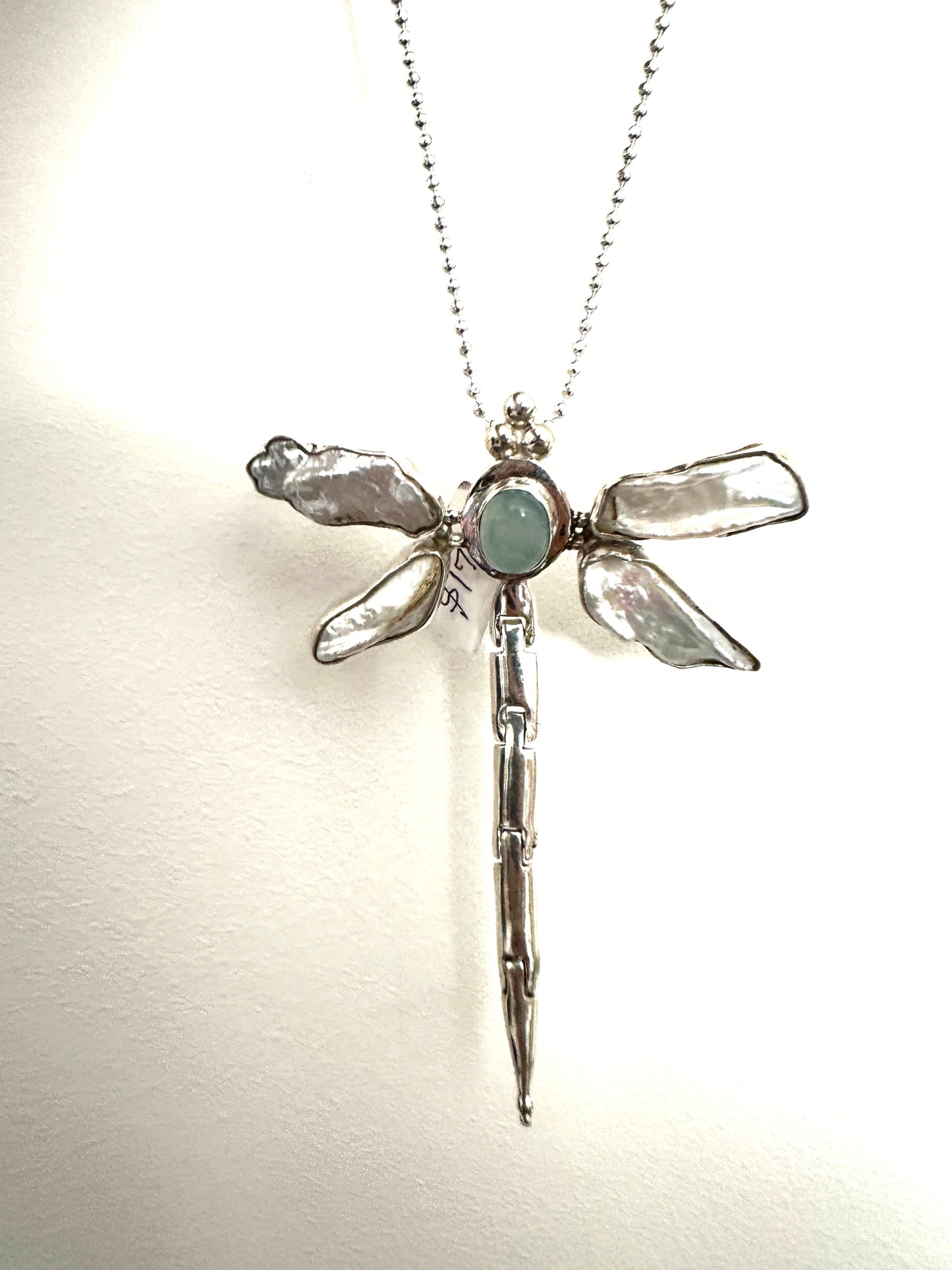 Dragonfly - Biwa Pearl and Aqua Chancedony
