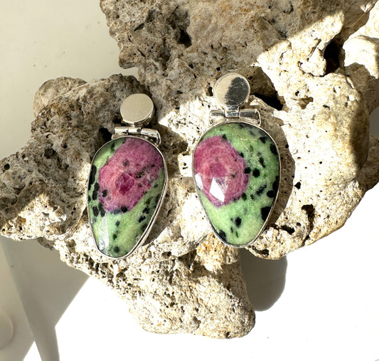 Ruby Zosite with Silver Studs