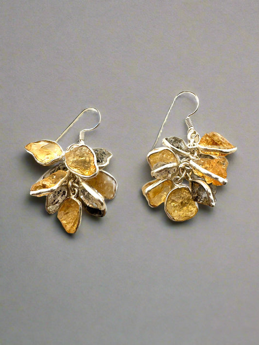 Citrine with Smoky Quartz Grapes
