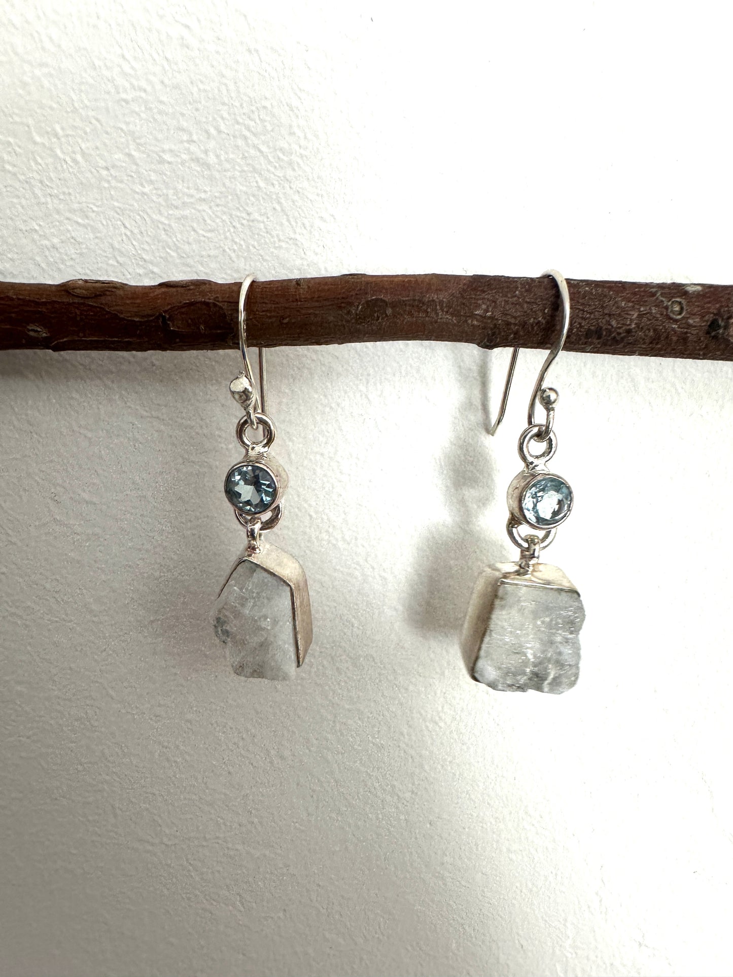 Blue Topaz with Raw Rainbow Moonstone
