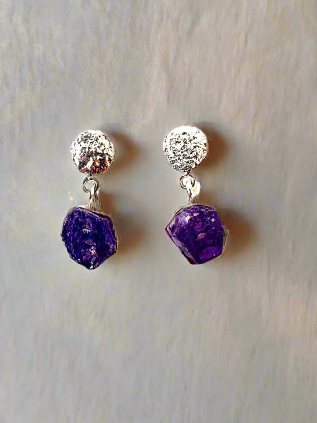 Amethyst with Textured Silver