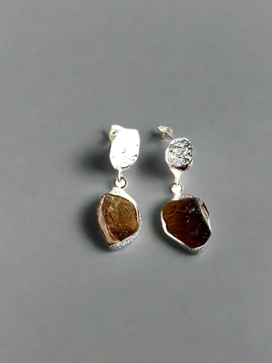 Smoky Quartz with Textured Silver