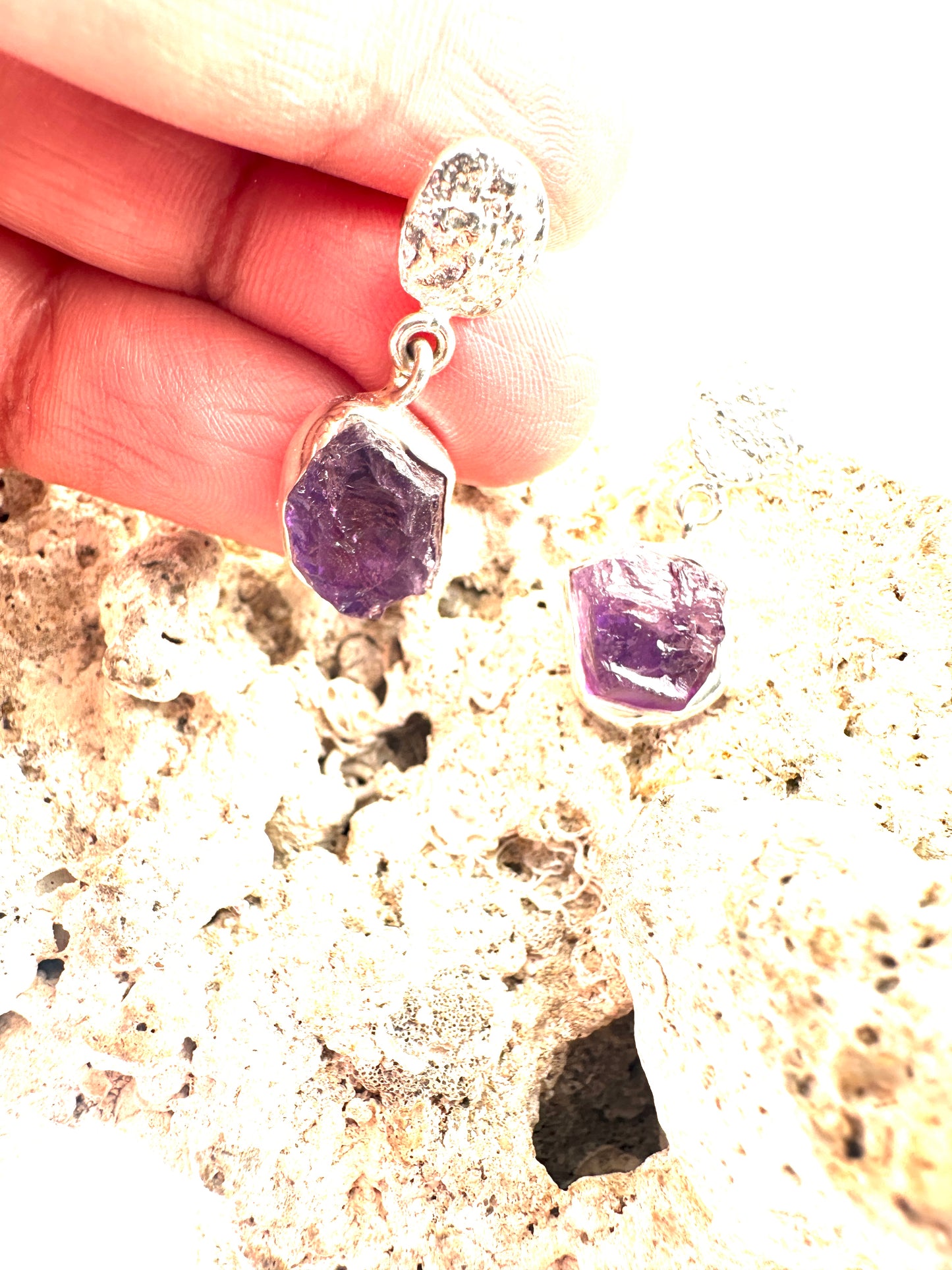 Amethyst with Textured Silver