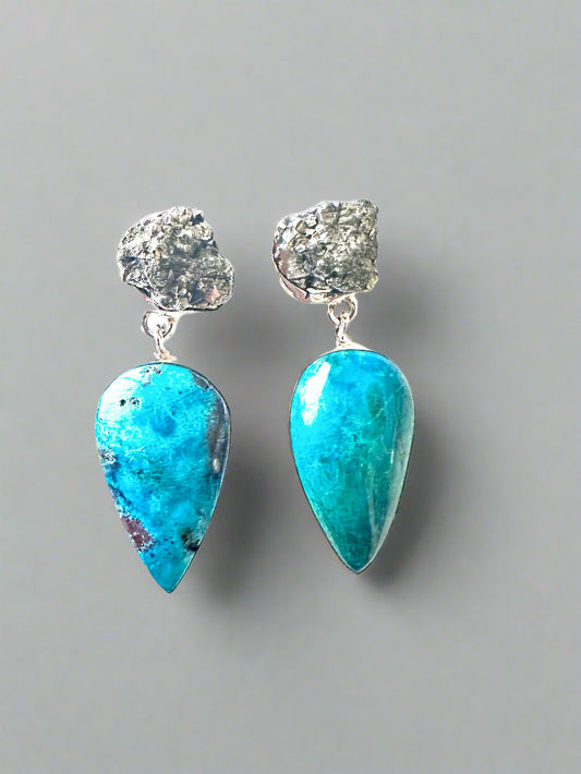 Pyrite with Azurite