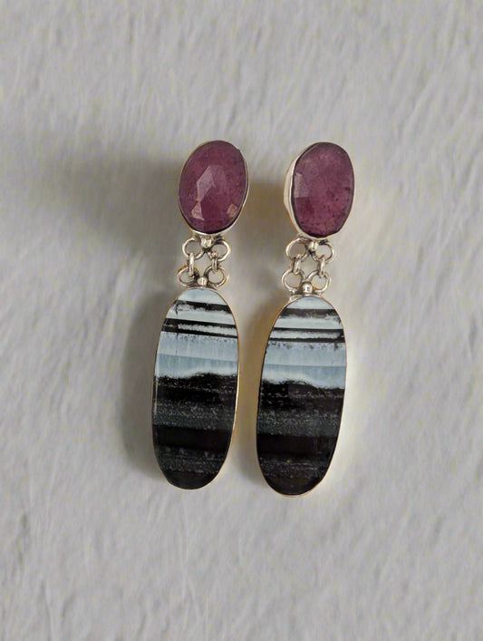 Blue banded Opal with ruby