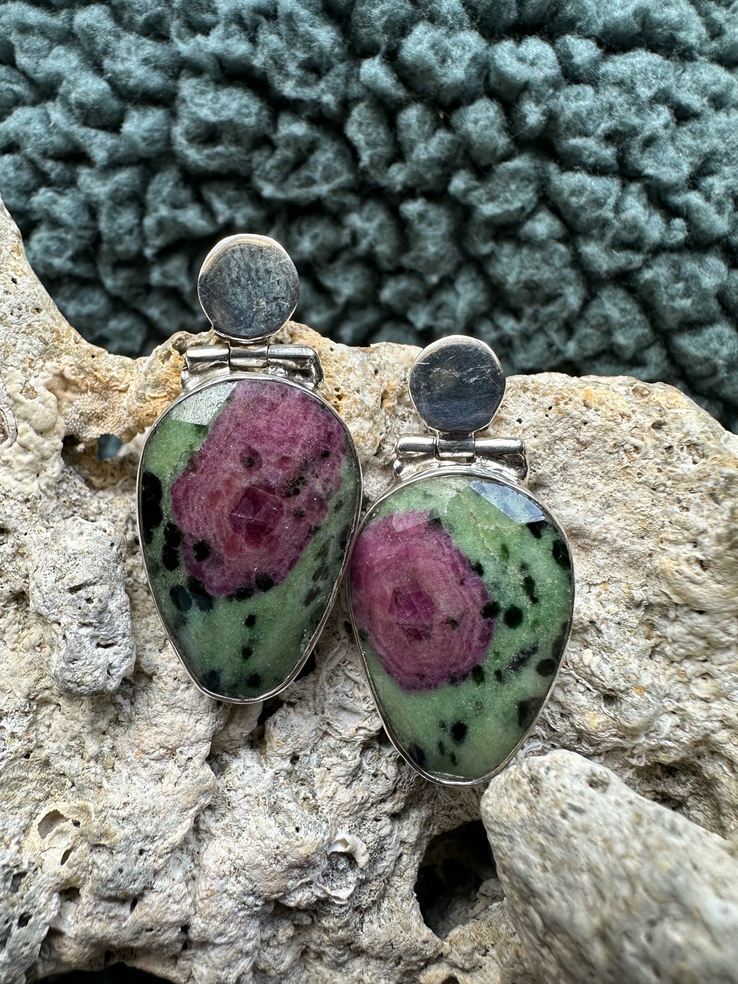 Ruby Zosite with Silver Studs