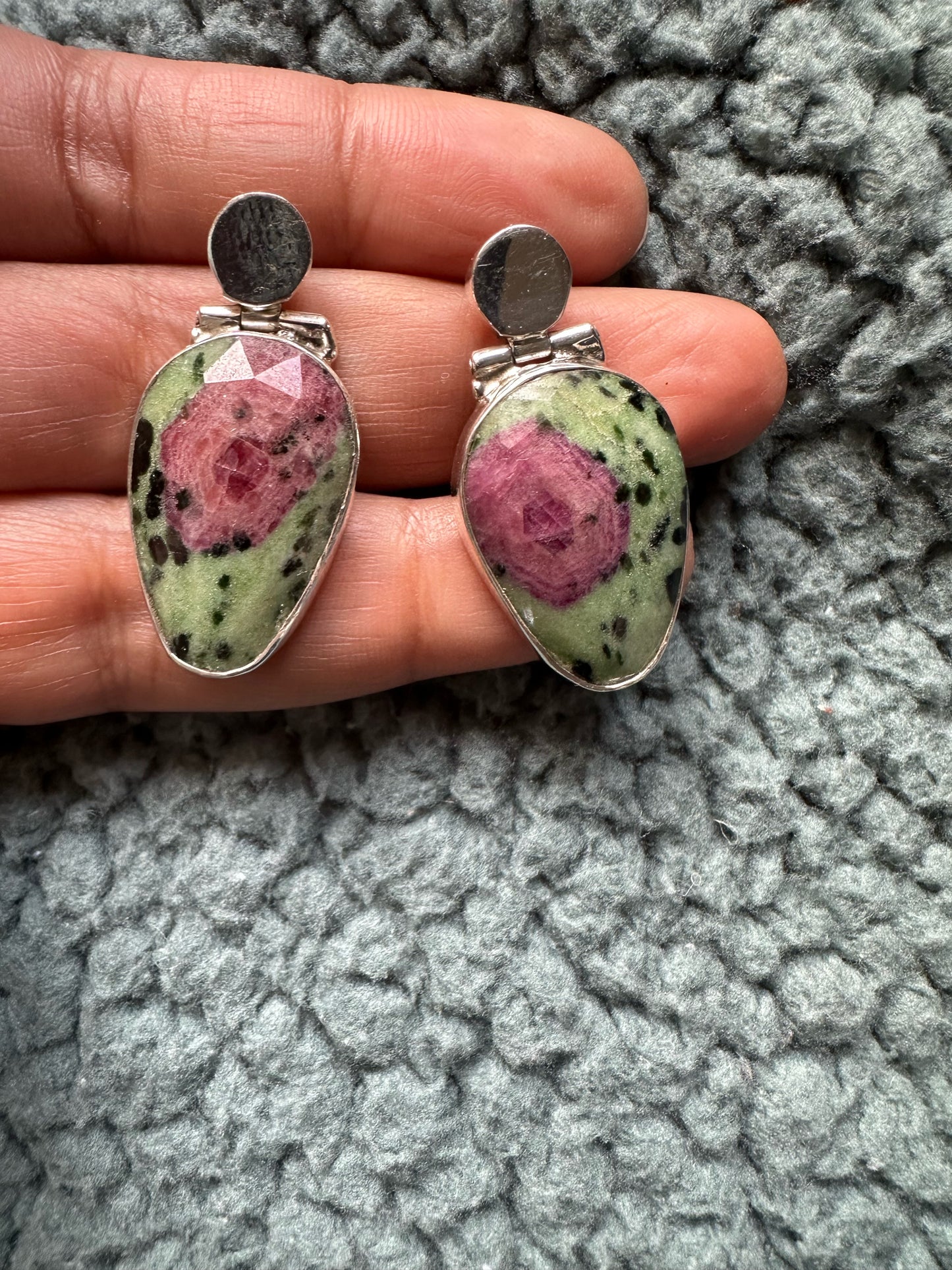 Ruby Zosite with Silver Studs