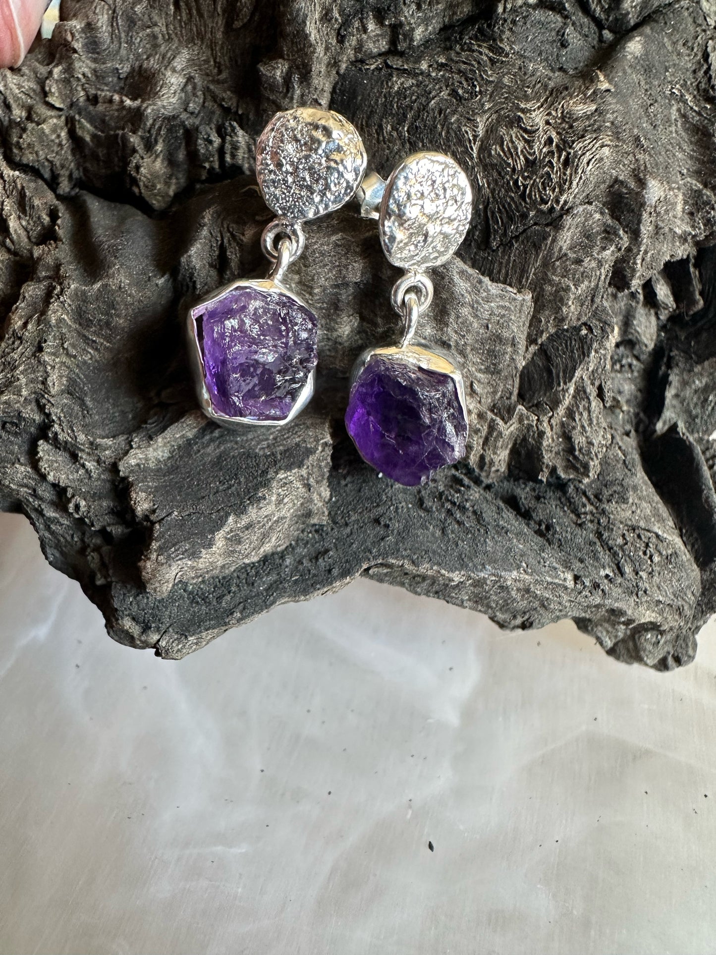 Amethyst with Textured Silver
