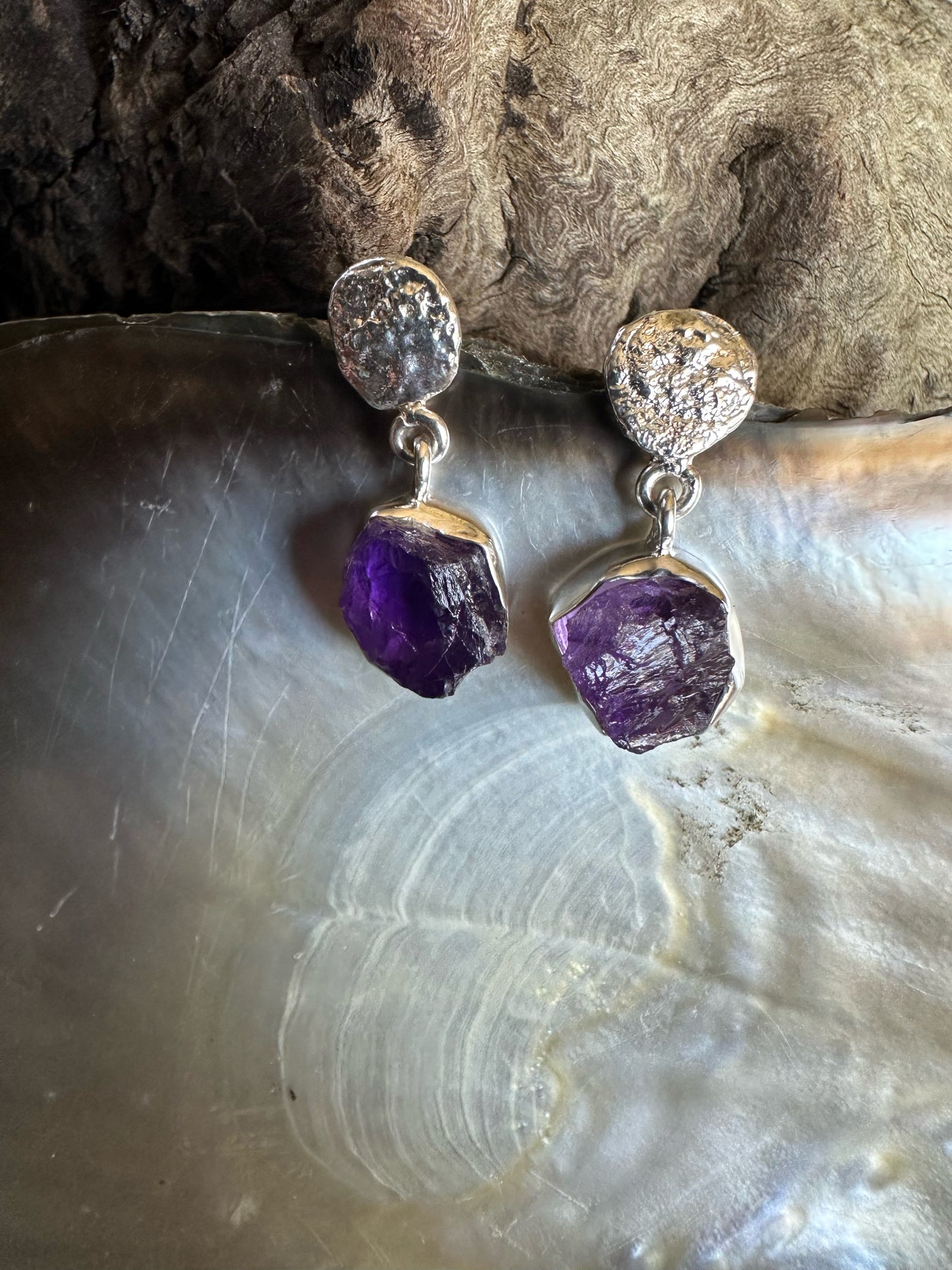 Amethyst with Textured Silver